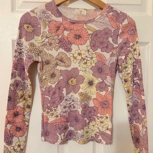 TLA ANTHROPOLOGIE FLORAL RIBBED TOP